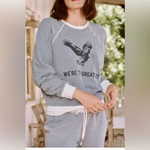 The GREAT NWT 2-piece Shrunken Sweatshirt w/Eagle & Cropped Sweatpant Striped